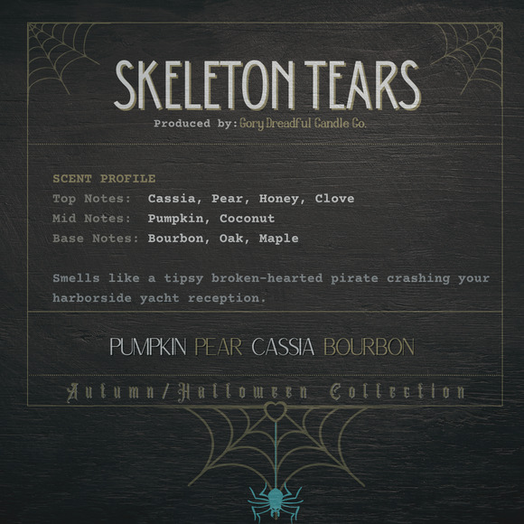 Skeleton Tears Wax Melt Chunkies: Pumpkin Pear Cassia Bourbon Scent - Picture 2 of 10
